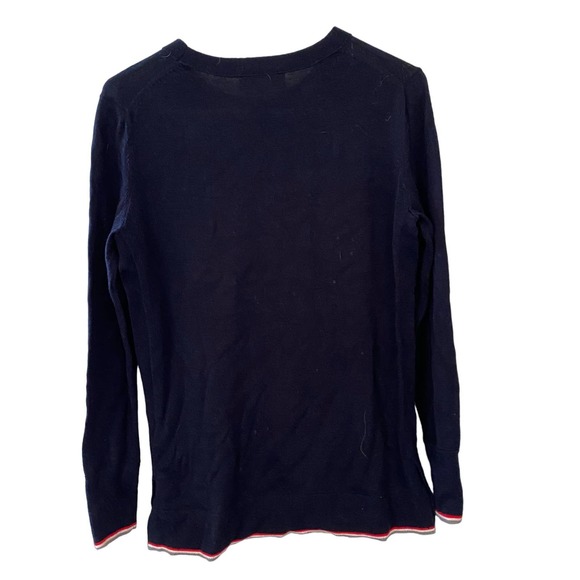 Banana Republic Extra Fine Merino Wool Navy Blue Split Sides Sweater Size XS - Picture 4 of 4